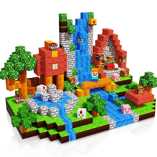 Graslandplezier - Magnetische Bouwtegels STEM Speelgoed | 2025 Dorpscollectie | 100–300 stuks | 2cm