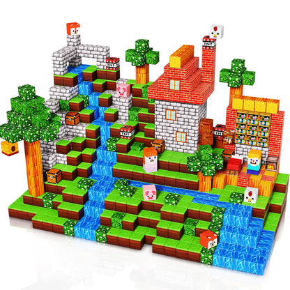 Graslandplezier - Magnetische Bouwtegels STEM Speelgoed | 2025 Dorpscollectie | 100–300 stuks | 2cm