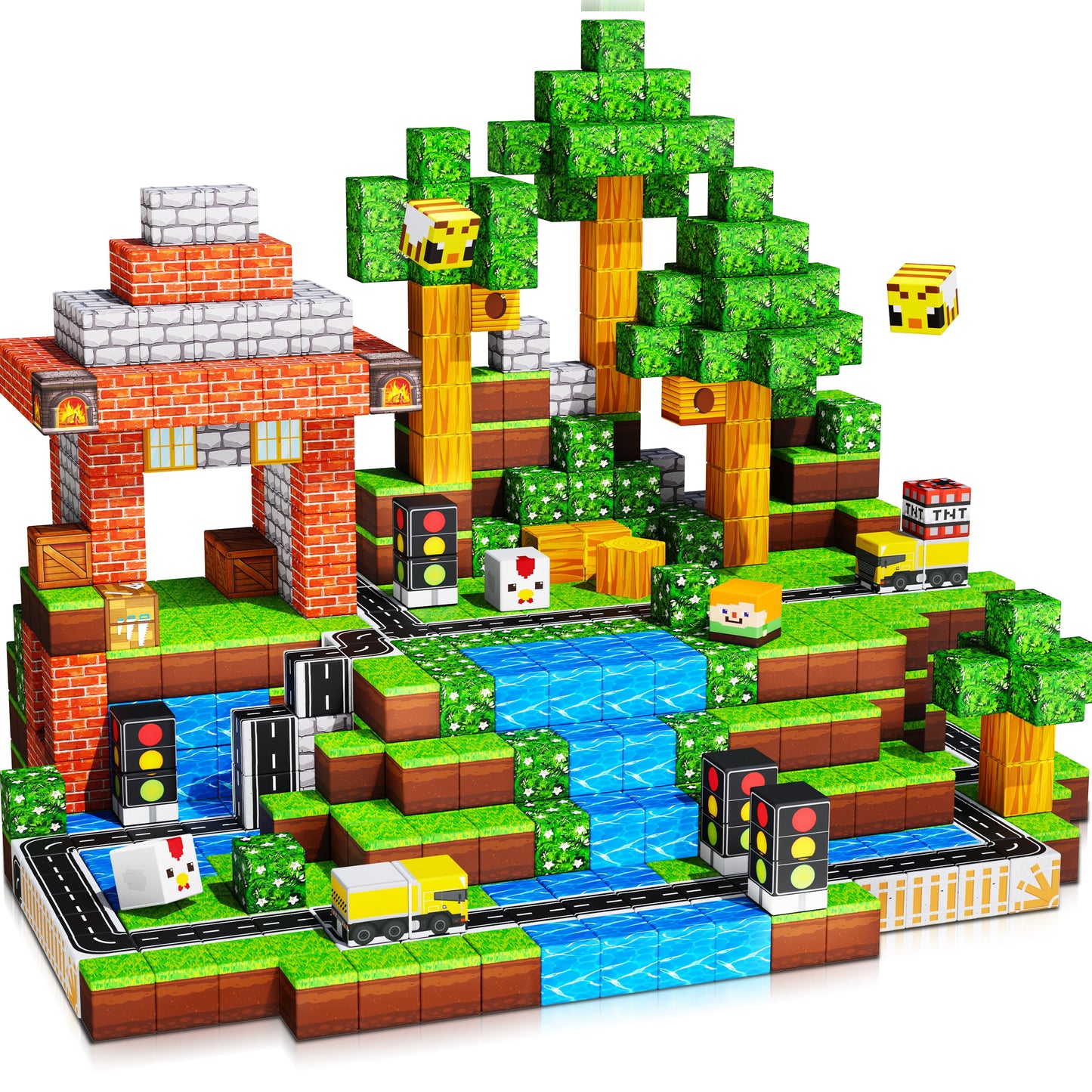Suburb City - Magnetische Bouwtegels STEM Speelgoed | 2025 Dorpscollectie | 100–300 stuks | 2cm