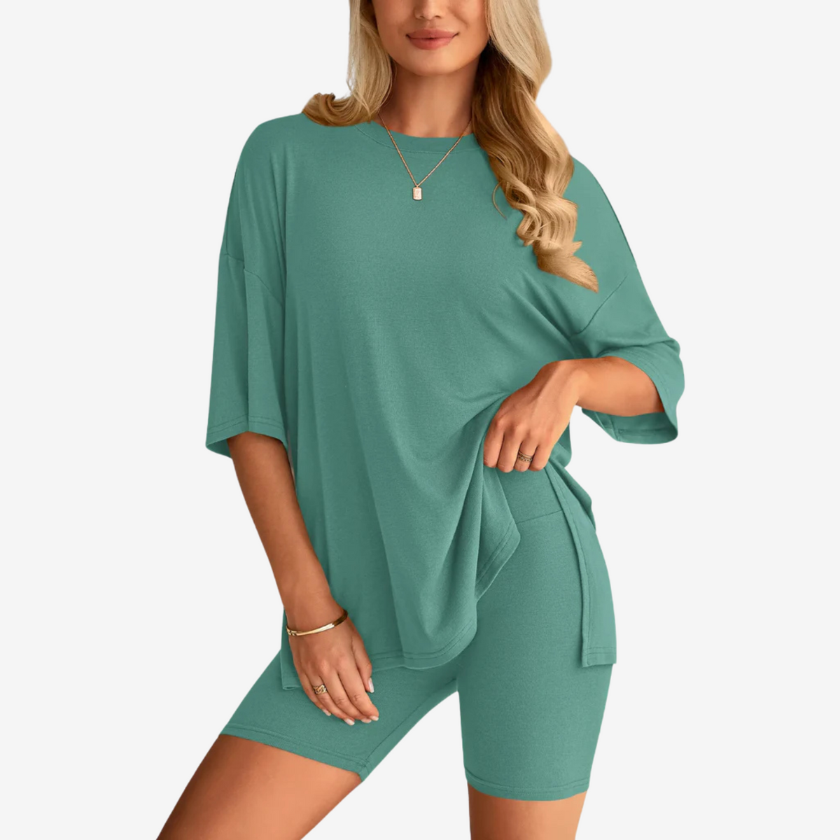 Zomerse Duo‑Set: Wolkzachte Top & Shorts