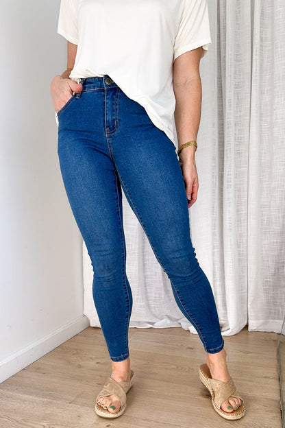 DenimEase | High Waist Skinny Jeans