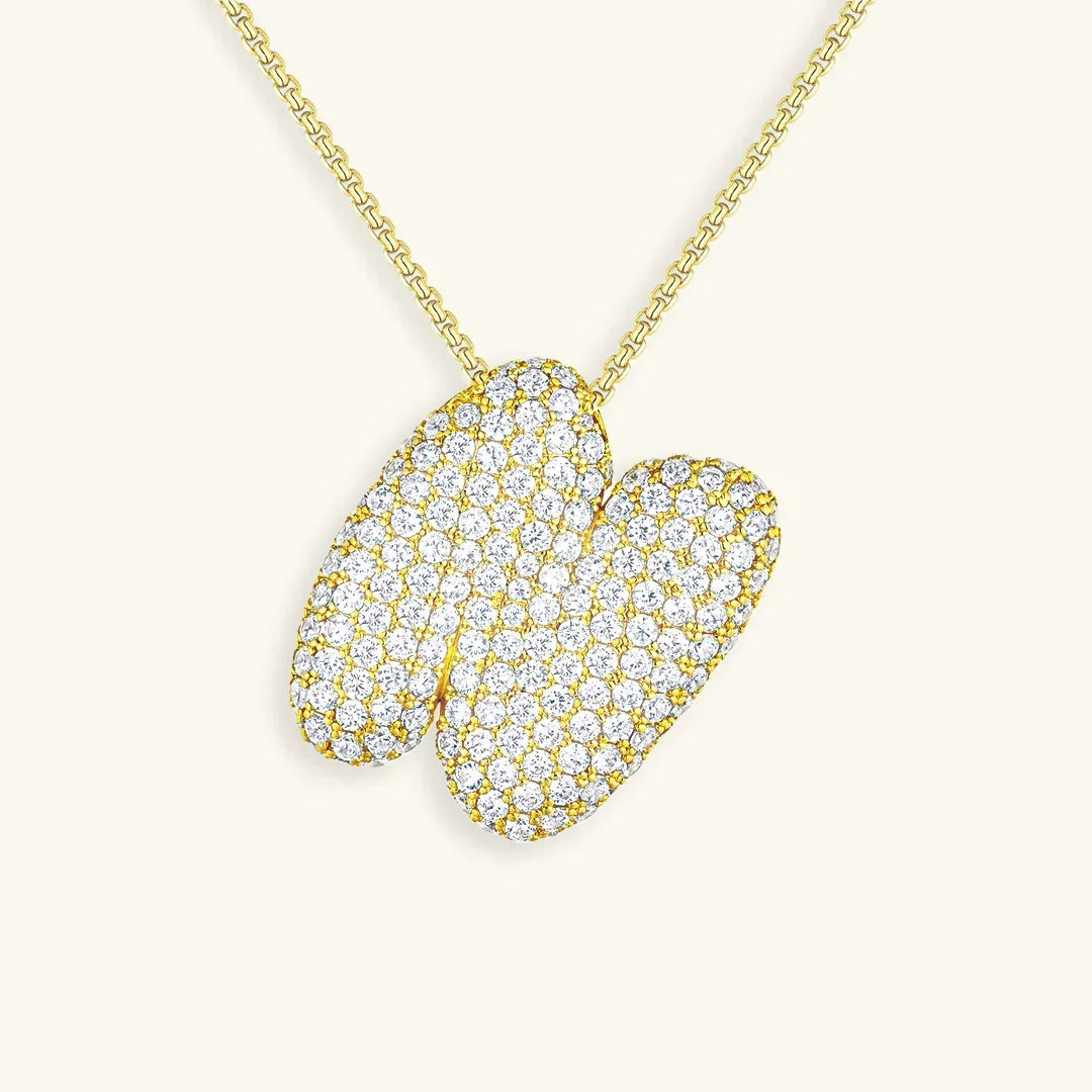 Ketting met diamant en initiaal in 'bubble'-stijl
