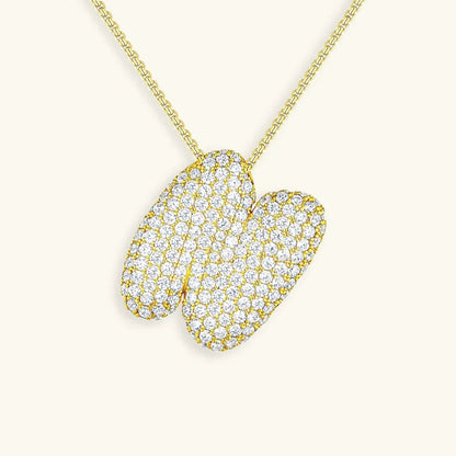 Ketting met diamant en initiaal in 'bubble'-stijl