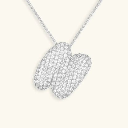 Ketting met diamant en initiaal in 'bubble'-stijl
