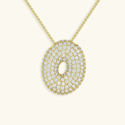 Ketting met diamant en initiaal in 'bubble'-stijl
