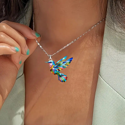 Kleurrijk Kolibrie Sieradenset – Ketting & Oorbellen (3-delig)