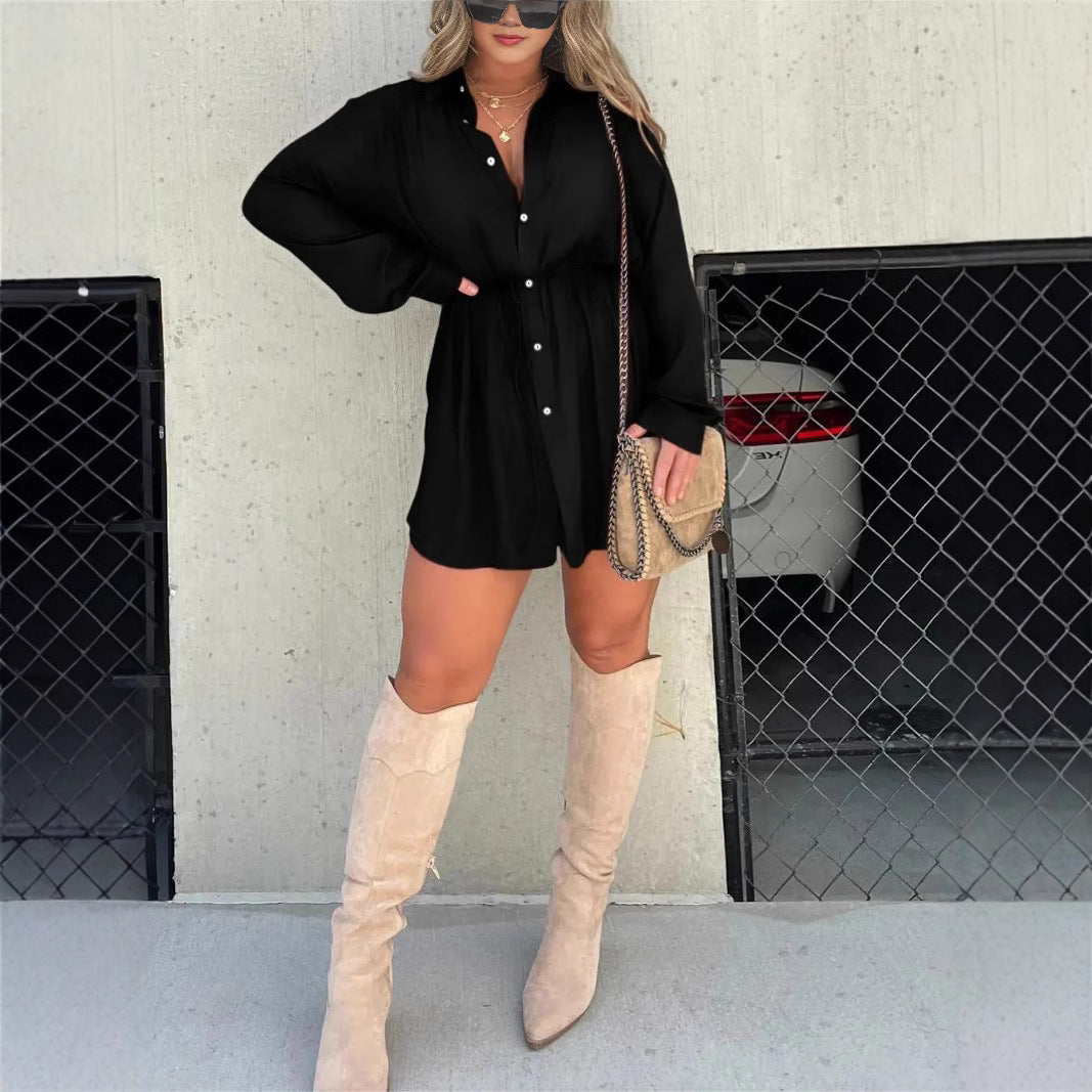 Cognac & Navy Shirt Dress – het tijdloze silhouet met moderne flair