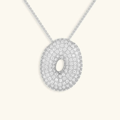 Ketting met diamant en initiaal in 'bubble'-stijl