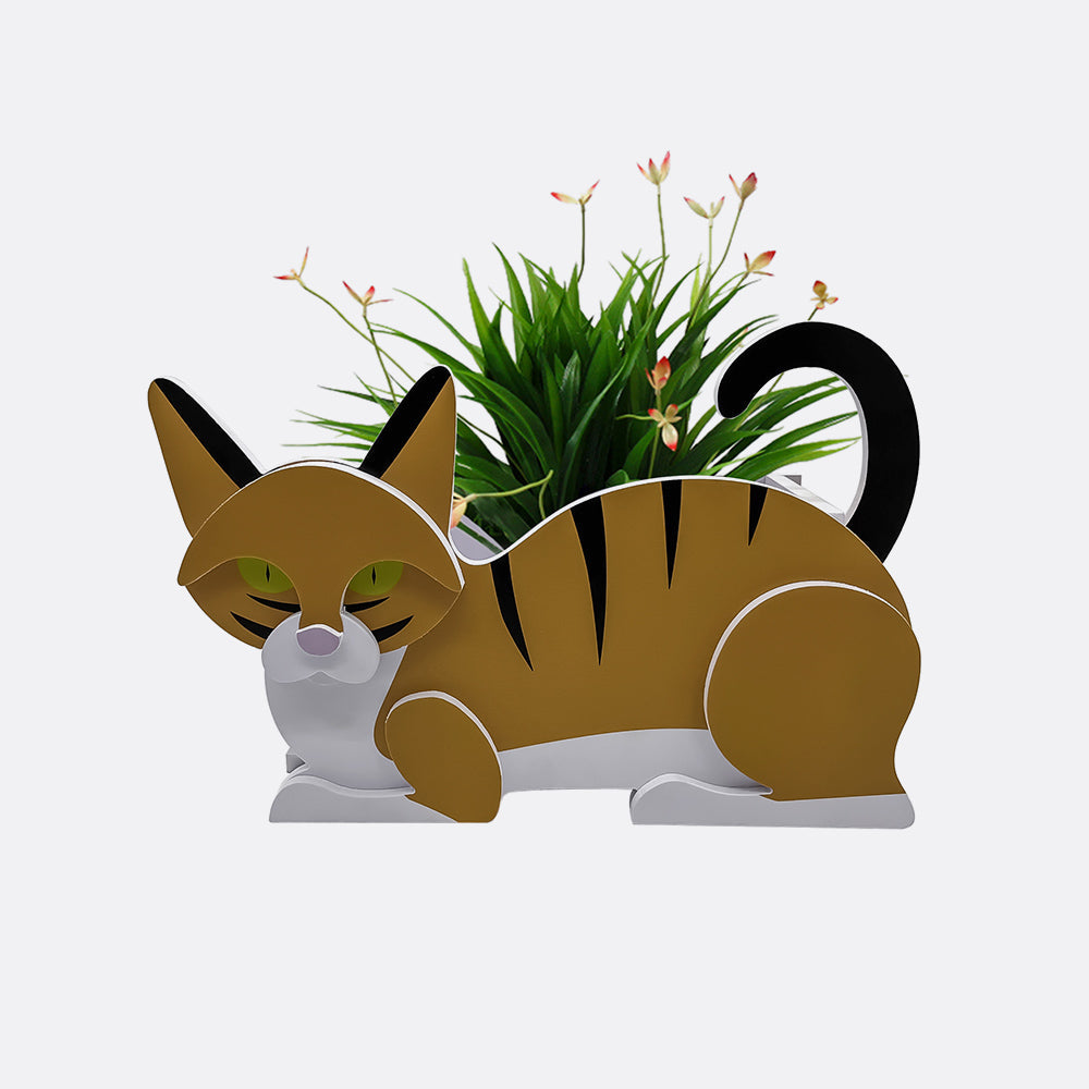 Bloempot - Oranje-witte kat