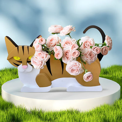 Bloempot - Oranje-witte kat