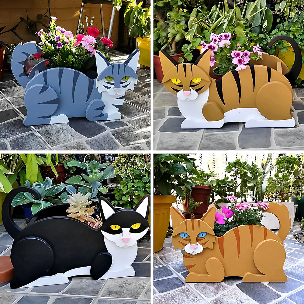 Bloempot - Zwart-witte kat
