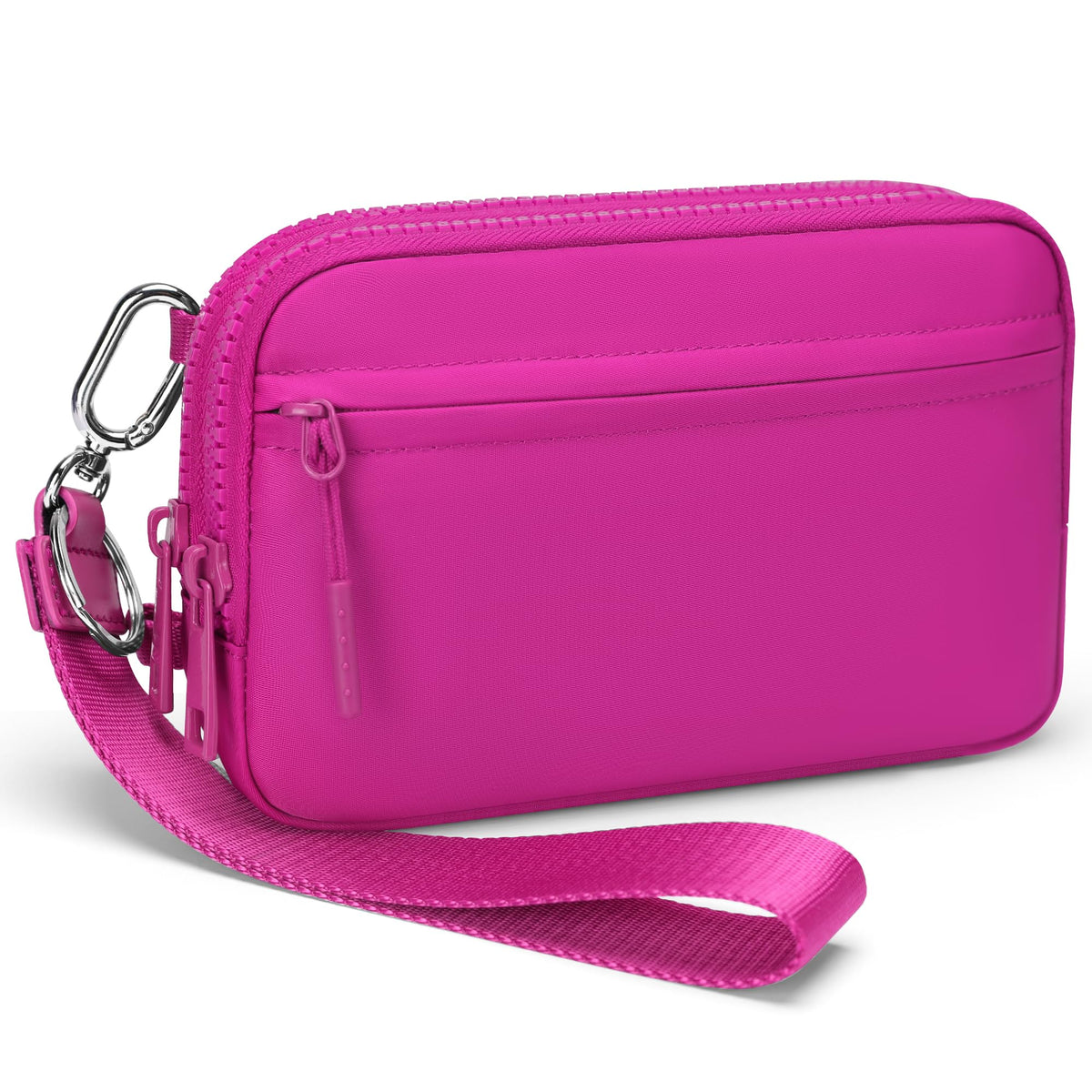 Gewatteerde nylon pols- en crossbody portemonneetas voor dames – kleine tas met 4 ritsvakken, RFID-bescherming en verstelbare schouderband
