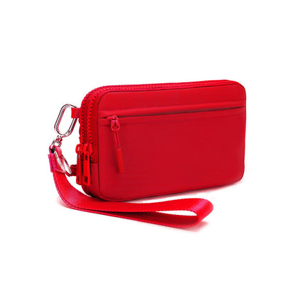 Gewatteerde nylon pols- en crossbody portemonneetas voor dames – kleine tas met 4 ritsvakken, RFID-bescherming en verstelbare schouderband