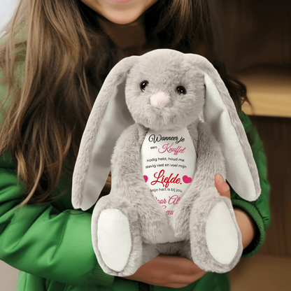 HuggleBunny Knuffelkonijn met Naam en Persoonlijke Boodschap – Het Perfecte Troost- en Cadeauknuffeltje