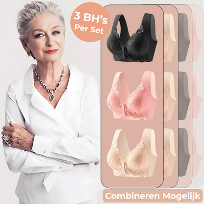 (SET VAN 3) Vormgevende Beha Zonder Beugel Met Sluiting Aan de Voorkant
