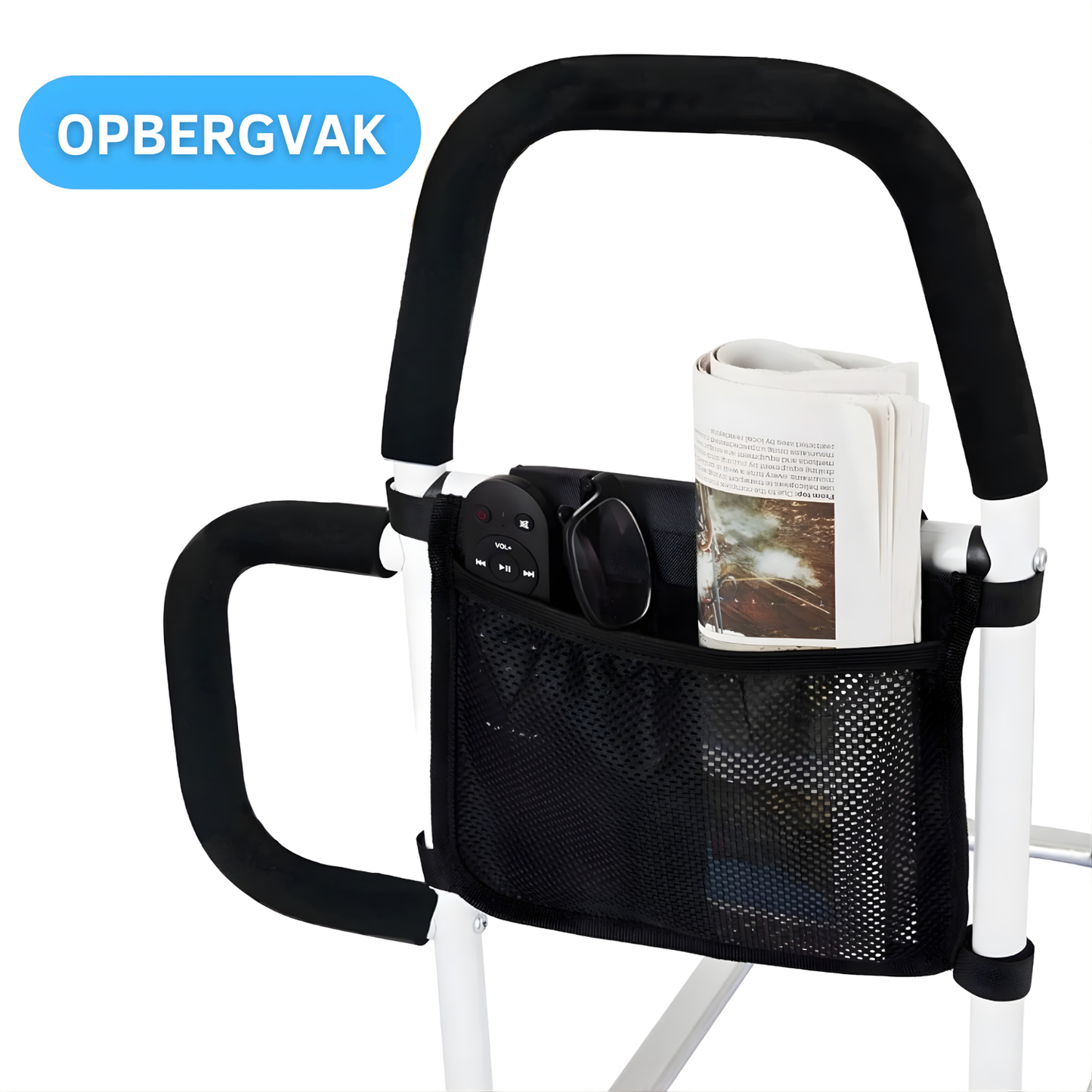 GripBuddy | Stevige Bedrail - Bedbeugel met Armsteun & Opbergvak voor Veilig In- en Uitstappen