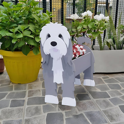 Bloempot - Bearded collie