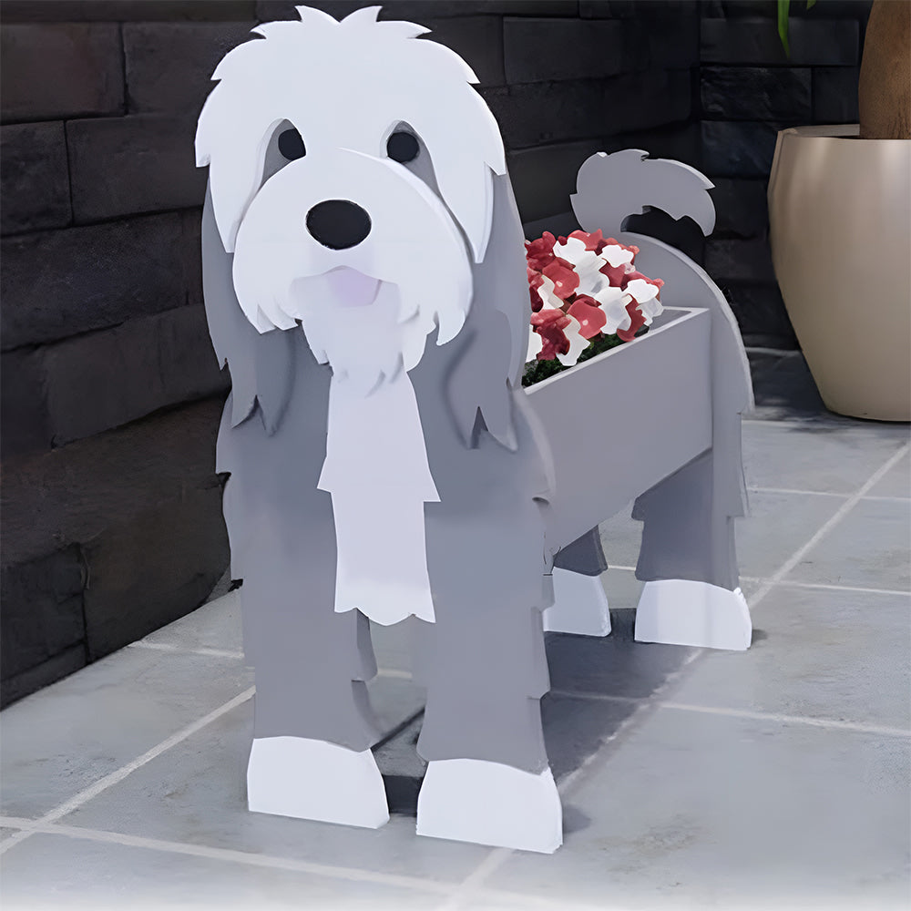 Bloempot - Bearded collie