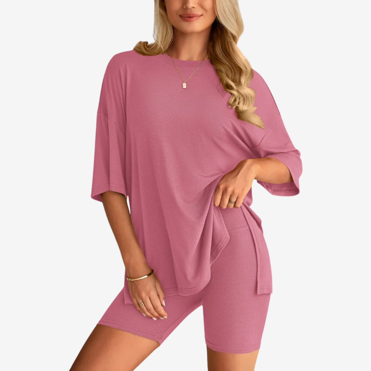 Zomerse Duo‑Set: Wolkzachte Top & Shorts