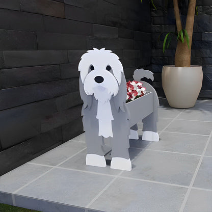 Bloempot - Bearded collie