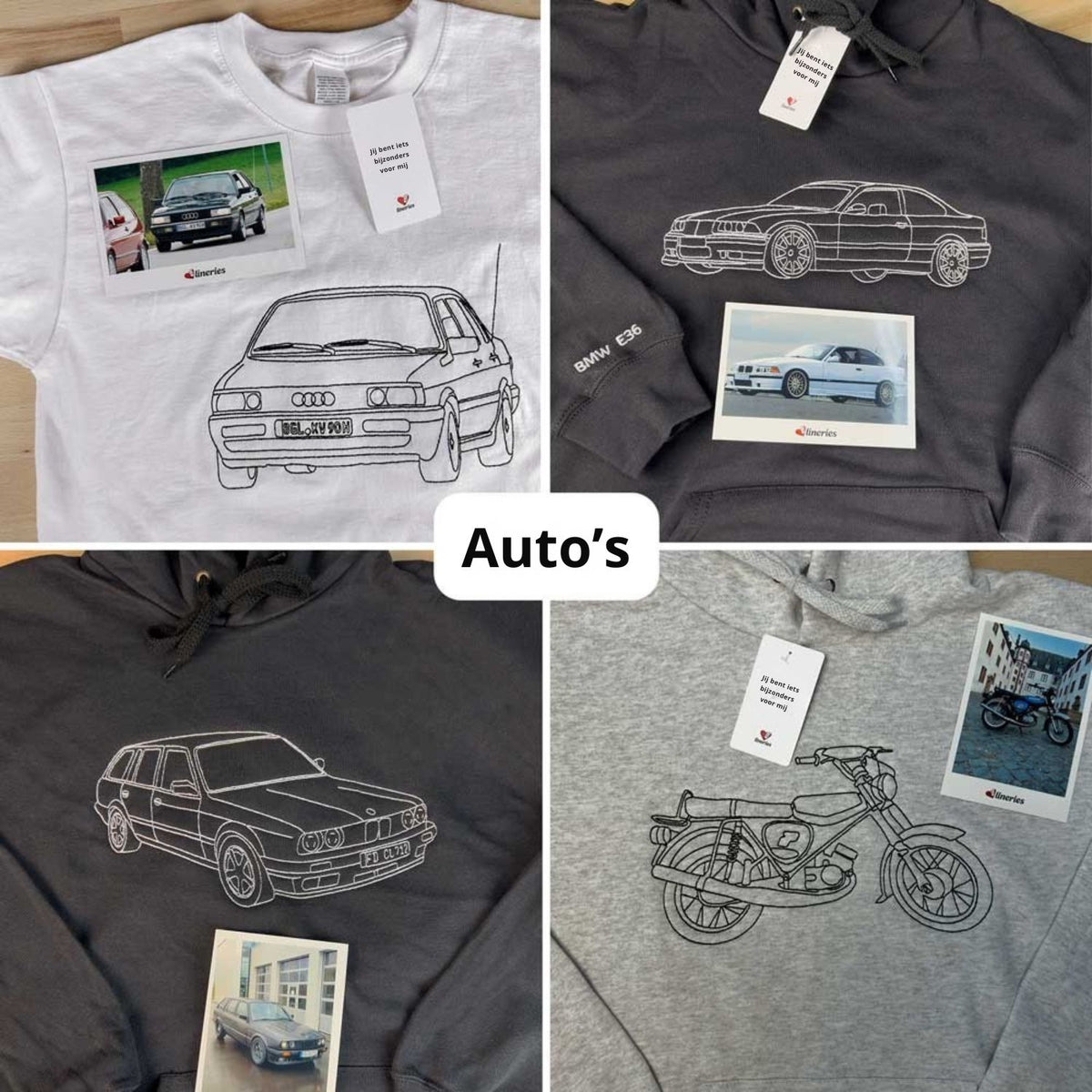 LijnLiefde | Geborduurde Hoodie met Jouw Foto – Handgetekend Portret & Premium Borduring