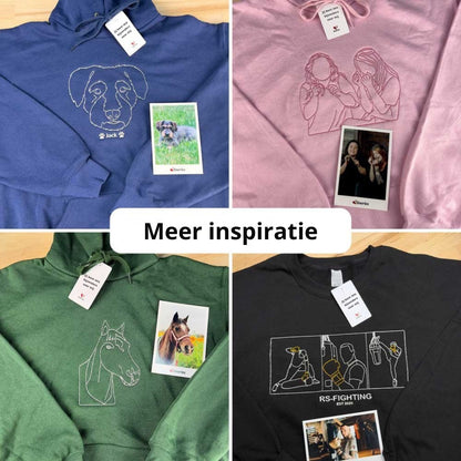 LijnLiefde | Geborduurde Hoodie met Jouw Foto – Handgetekend Portret & Premium Borduring