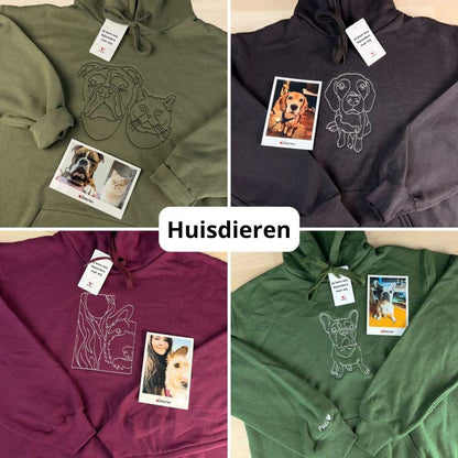 LijnLiefde | Geborduurde Hoodie met Jouw Foto – Handgetekend Portret & Premium Borduring