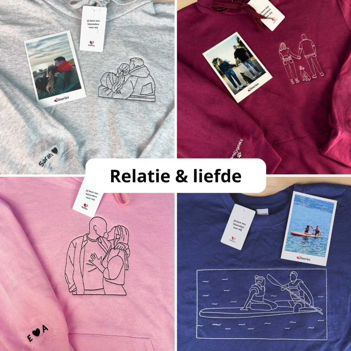 LijnLiefde | Geborduurde Hoodie met Jouw Foto – Handgetekend Portret & Premium Borduring
