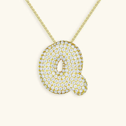 Ketting met diamant en initiaal in 'bubble'-stijl