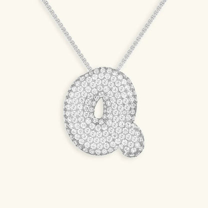 Ketting met diamant en initiaal in 'bubble'-stijl