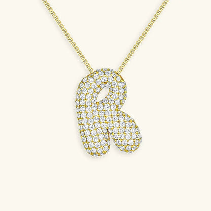 Ketting met diamant en initiaal in 'bubble'-stijl