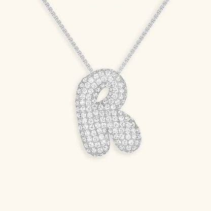 Ketting met diamant en initiaal in 'bubble'-stijl