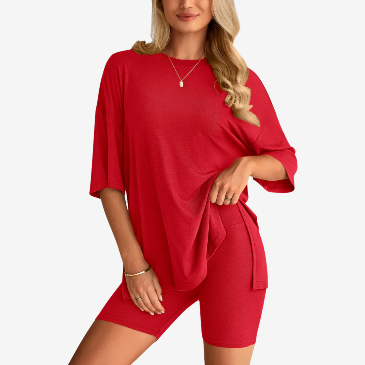 Zomerse Duo‑Set: Wolkzachte Top & Shorts