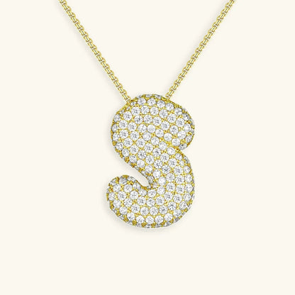 Ketting met diamant en initiaal in 'bubble'-stijl