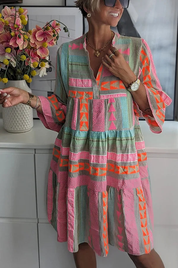 Juliane – Boho Swingjurk met Volants