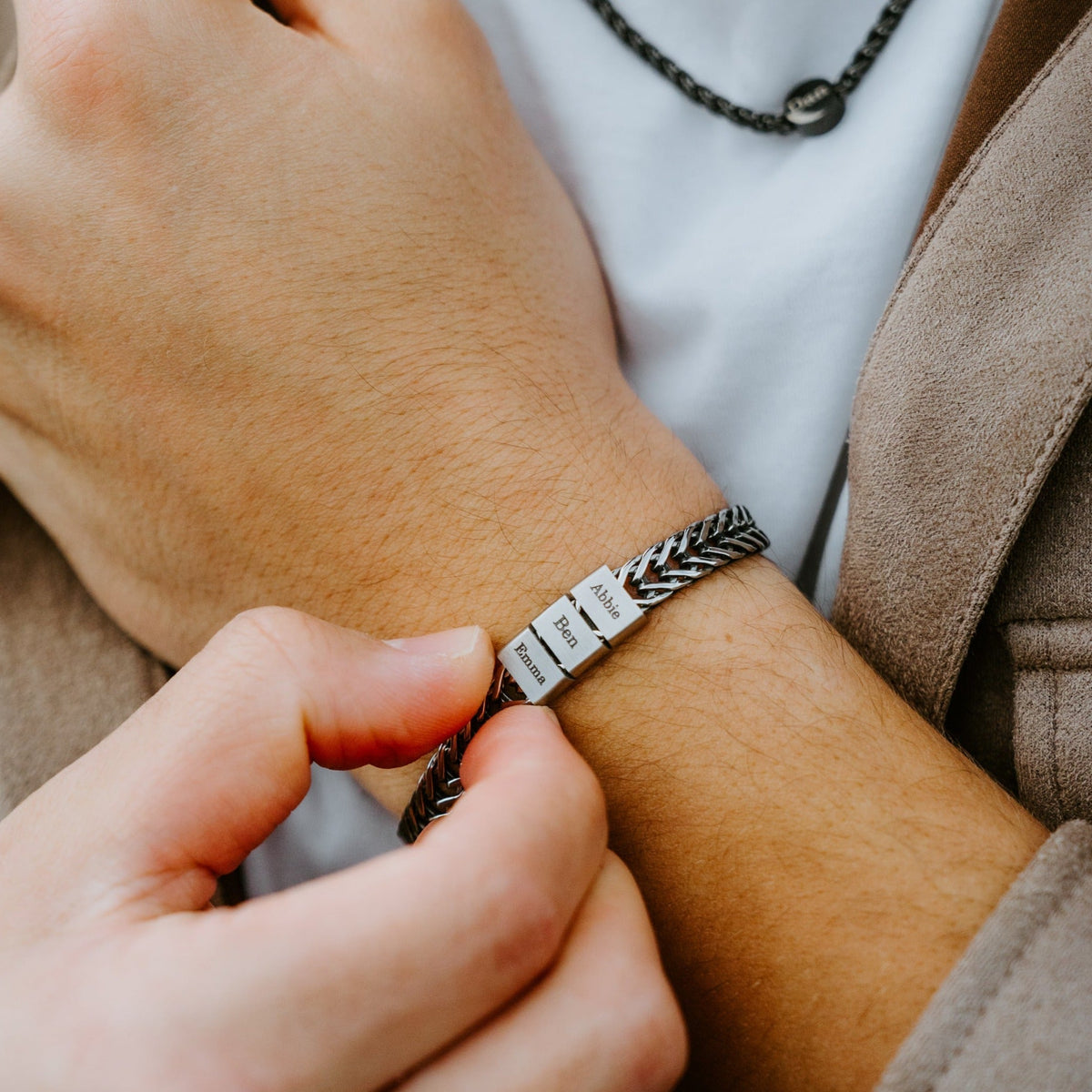 Gepersonaliseerde Herenarmband Met Namen – Roestvrij Staal
