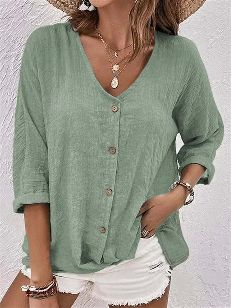 Almana linnen blouse – Eenvoud in zijn mooiste vorm