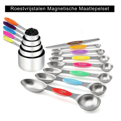 Magnetische Maatlepelset RVS – Slim & Stapelbaar