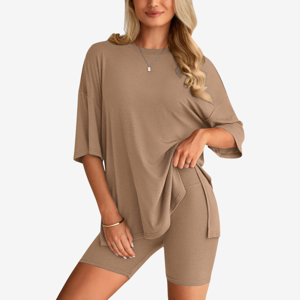 Zomerse Duo‑Set: Wolkzachte Top & Shorts