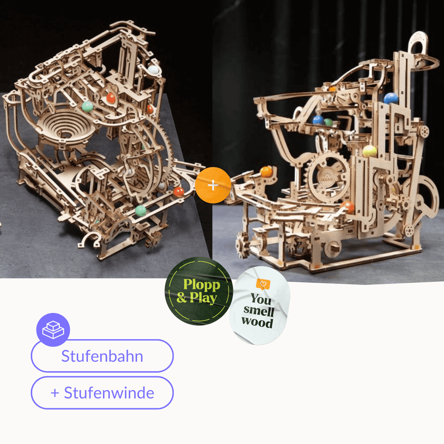Modelbouwset voor een knikkerbaan met treden