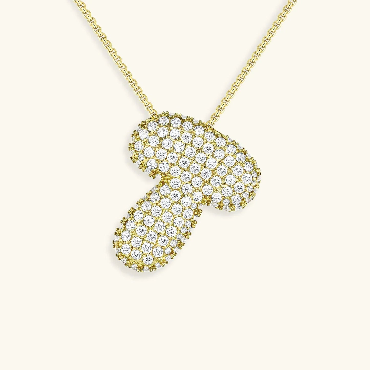 Ketting met diamant en initiaal in 'bubble'-stijl