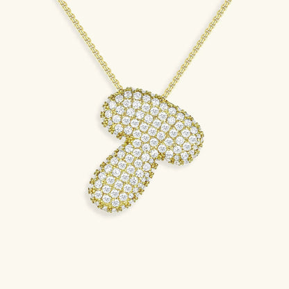 Ketting met diamant en initiaal in 'bubble'-stijl