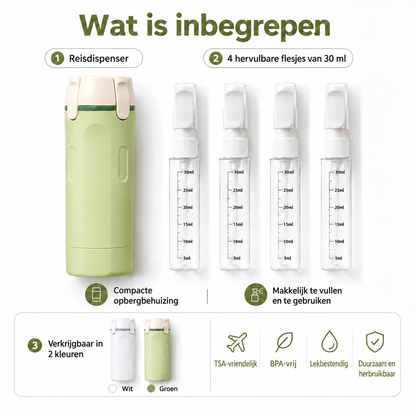 TwistDose 4-in-1 doseerfles voor op reis