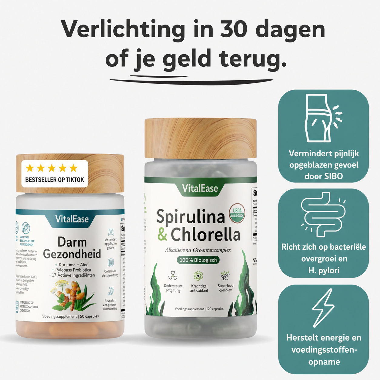 VitalEase | Ondersteunt een gezonde spijsvertering en vermindert een opgeblazen gevoel