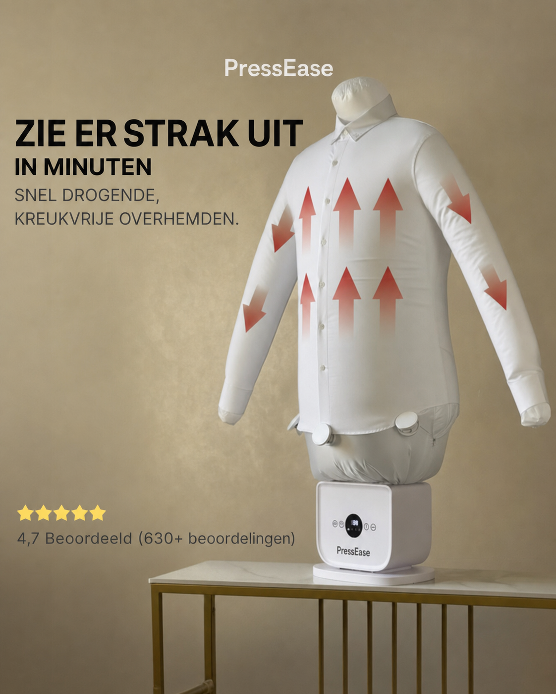 PressEase | Strijkt automatisch kledingstukken snel en moeiteloos glad