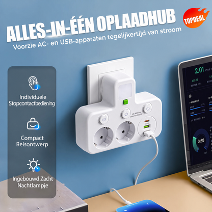 PowerHub | Wandstekker met 4 stopcontacten