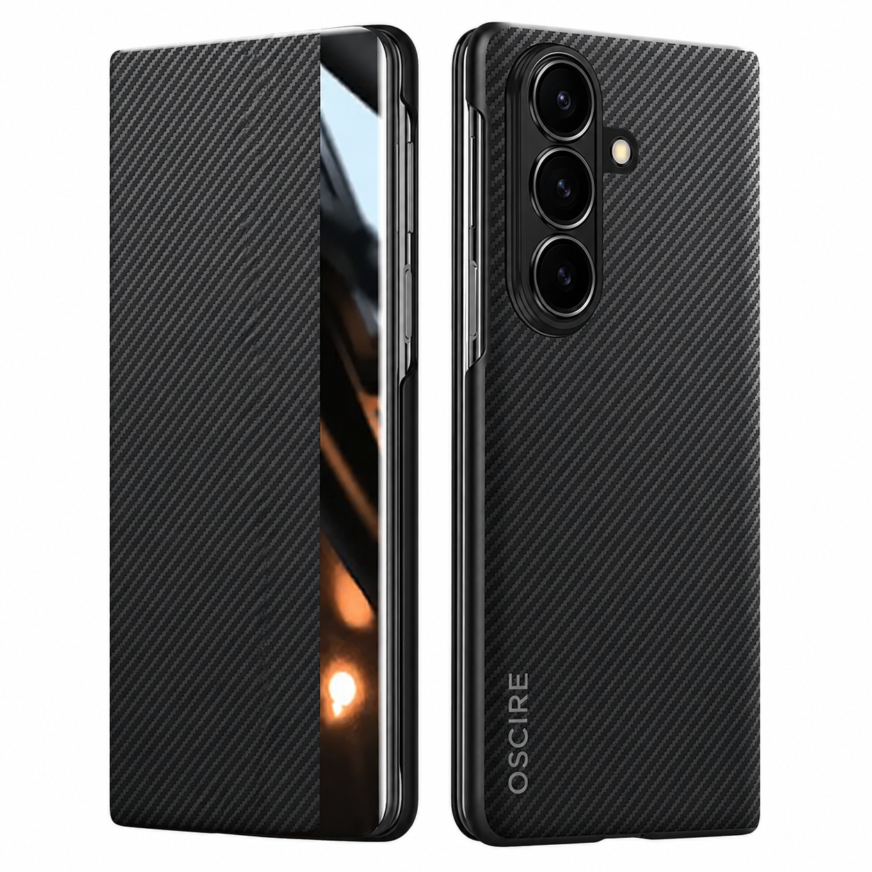 Galaxy Z Fold Magnetische Carbon FIber en Leren Hoesje