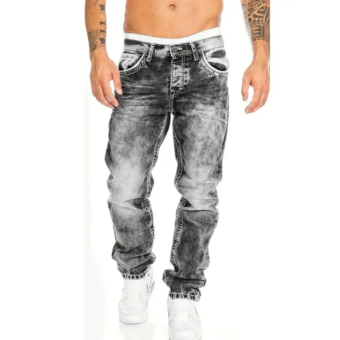 StreetDenim | Vintage-washed straight jeans