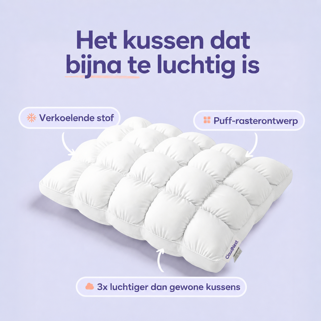 CloudNest | Quilted puff-grid kussen