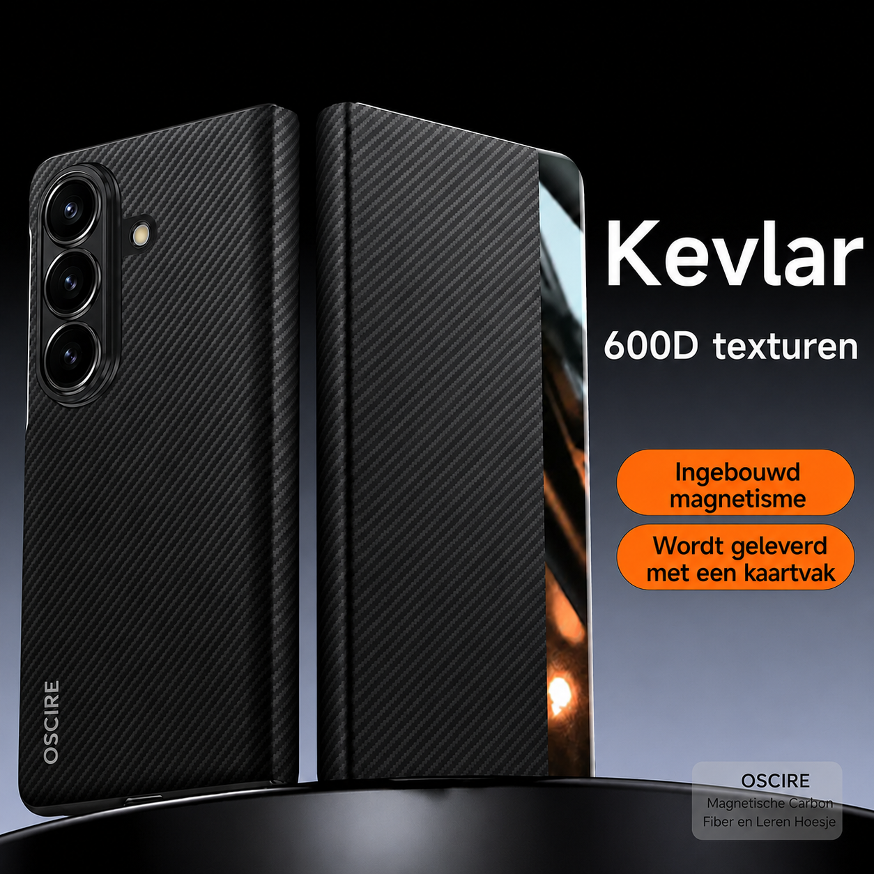 Galaxy Z Fold Magnetische Carbon FIber en Leren Hoesje